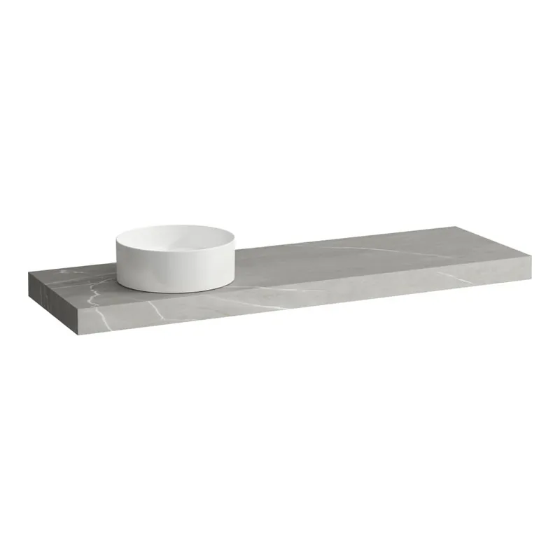 Exclusieve Aanbieding Arun - umyvadlová deska 1600, s výřezem vlevo, tloušťka 80 mm, včetně 3 nástěnných držáků (H4191421517701)