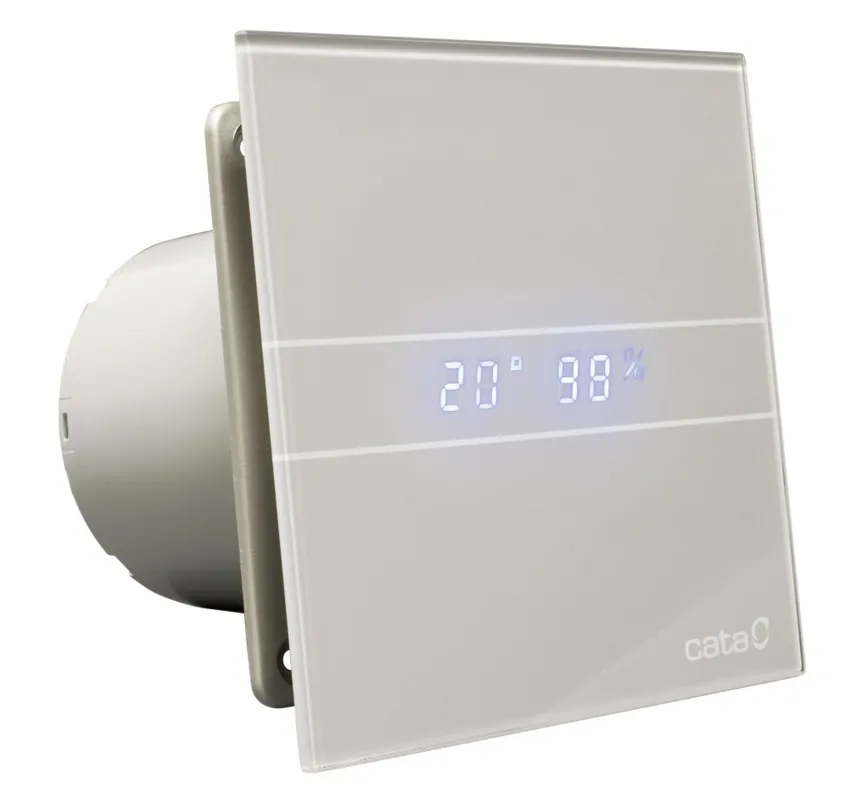 Bestel Nu CATA E100 GSTH sklo Hygro - nástěnný ventilátor, doběhový časovač, mikroventilace, stříbrný (00900600)
