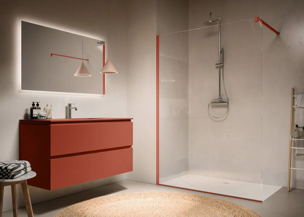 Zlevněný STR4P 65 - pevná stěna samostatná s vyrovnávacím profilem 160 cm, profil Terracotta Mat (STR4P1606507)