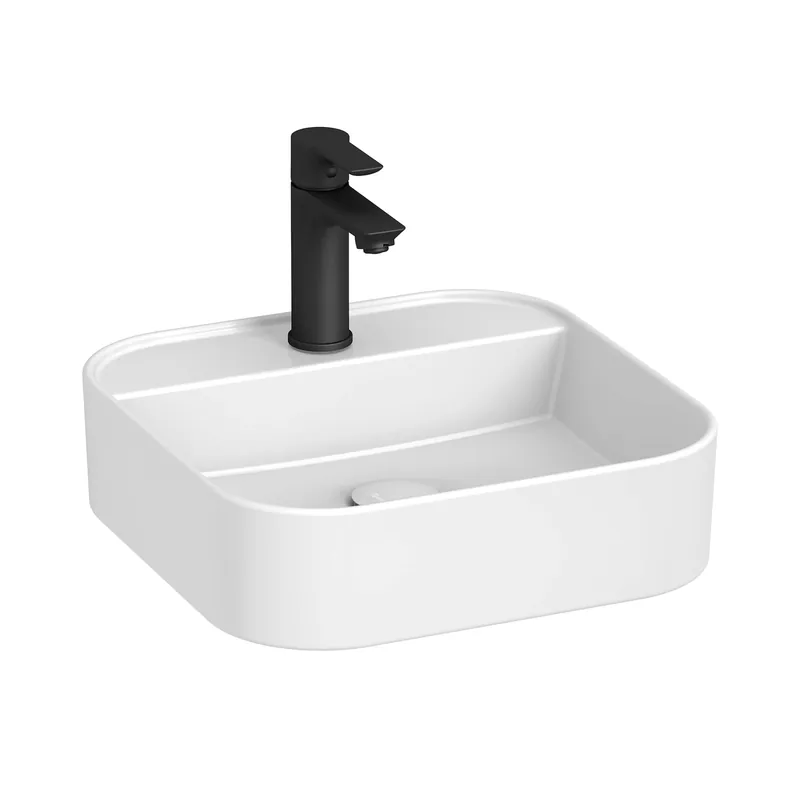 Astra - umyvadlová mísa 40 cm, čtvercová, s armaturní deskou, bez přepadu (H8183610001111) Superprijs