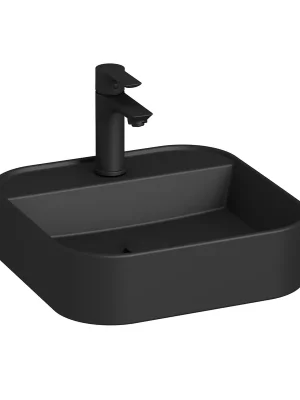 Beperkt Aanbod Astra - umyvadlová mísa 40 cm, čtvercová, s armaturní deskou, bez přepadu, černá matná (H8183617161111)