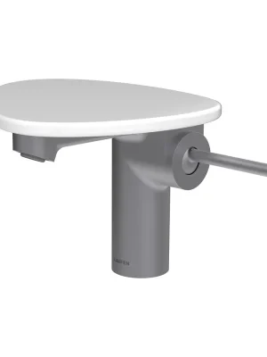 ADA - umyvadlová stojánková páková baterie s výtokem 110 mm, bez výpusti, včetně poličky bez otvoru, PVD inox/bílá lesk (HF506702501060) Rechtstreeks Van De Fabrikant