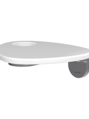 ADA - nástěnná polička, včetně poličky s otvorem, PVD inox/bílá lesk (HF506790501000) Must-Have