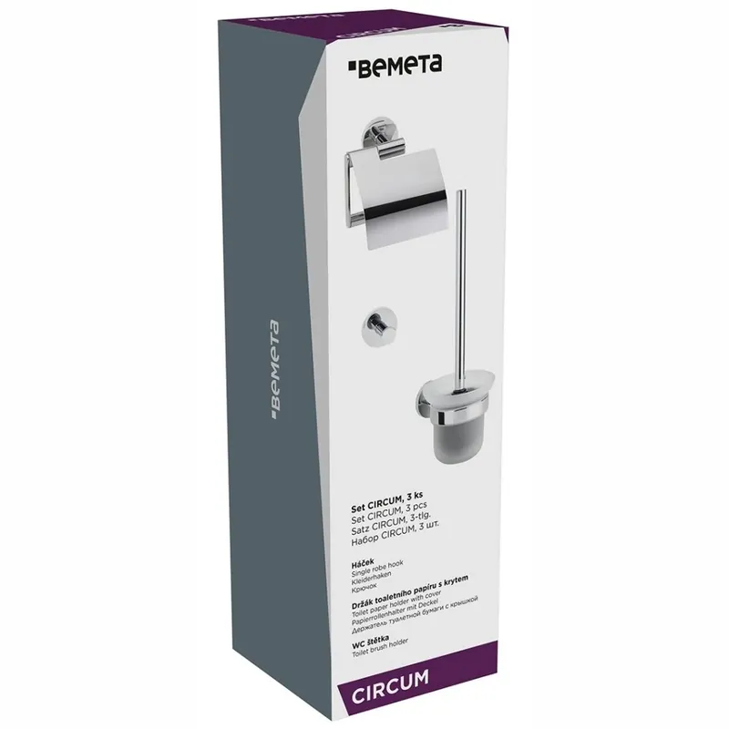 Set Circum, 3 ks WC štětka, držák toaletního papíru s krytem, háček (204683) Express Levering