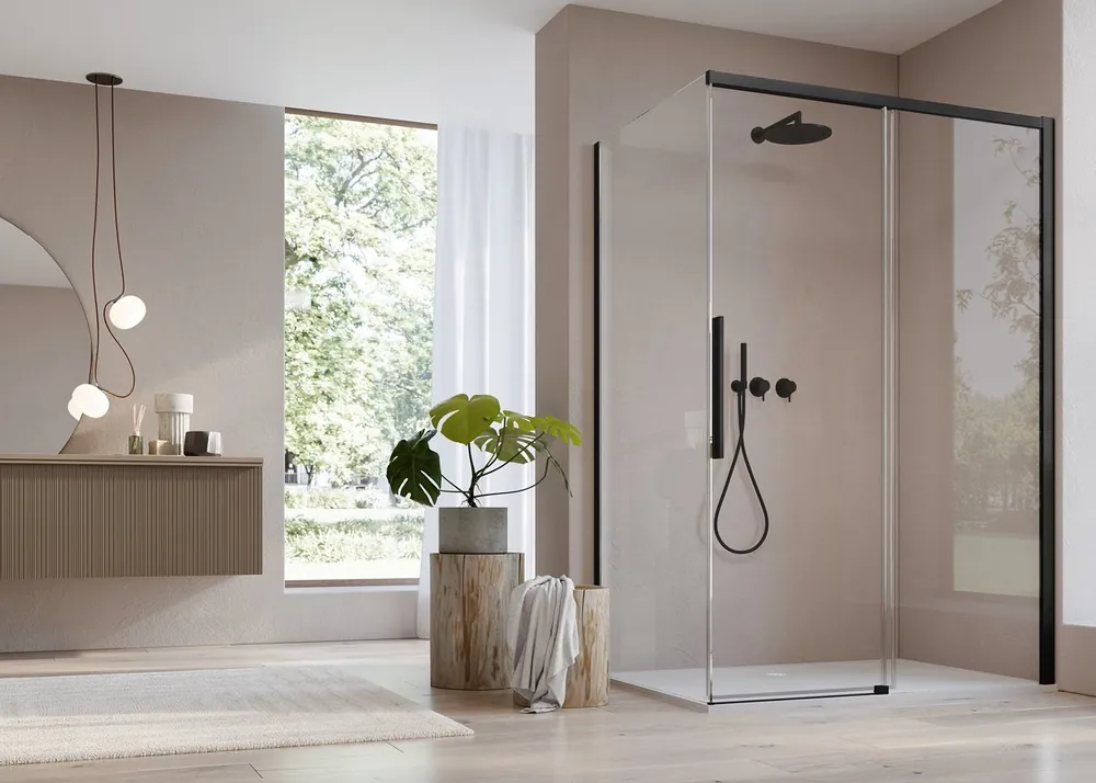 Voordeelprijs D36F1 - boční stěna 90 cm, pro montáž v 90°na straně madla, profil černý (D36F10900607)