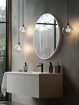 Veilige Betaling Bílé kulaté LED zrcadlo pr. 700 mm se dvěma dotykovými senzory (ZPB 28001RVX-05)