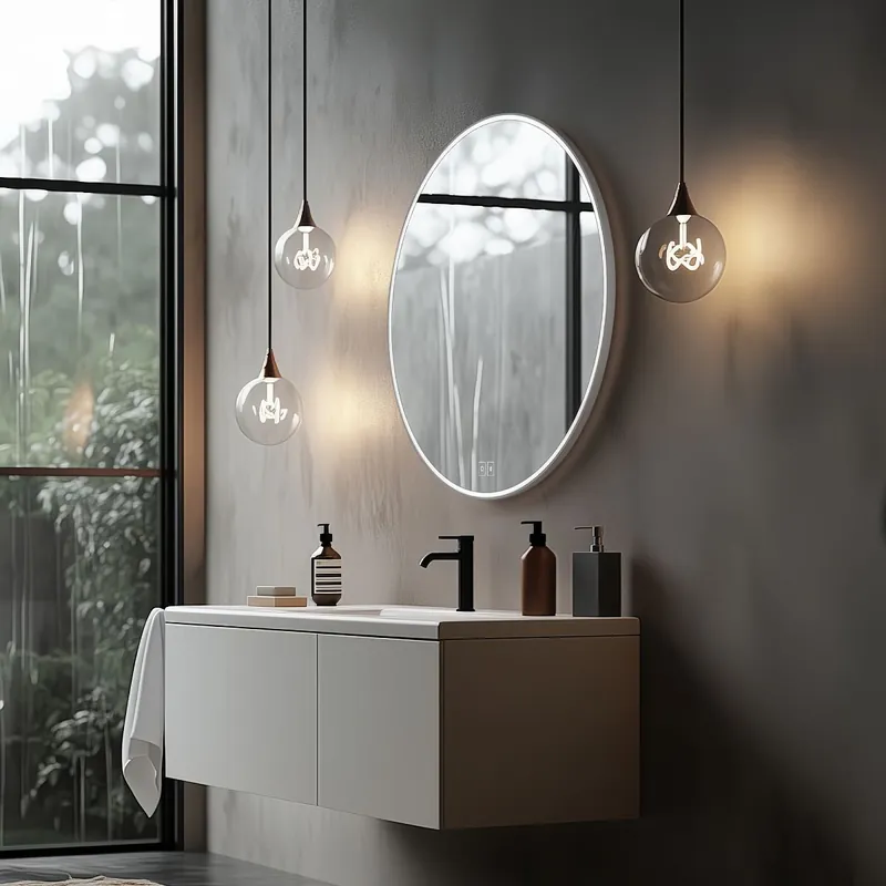 Veilige Betaling Bílé kulaté LED zrcadlo pr. 700 mm se dvěma dotykovými senzory (ZPB 28001RVX-05)