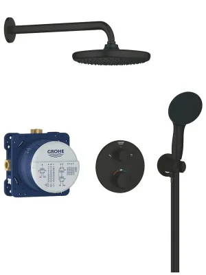 Vitalio Start - sprchový set s termostatem pod omítku, průměr 25 cm, 2 proudy, matná černá (348832430) Weekendaanbieding