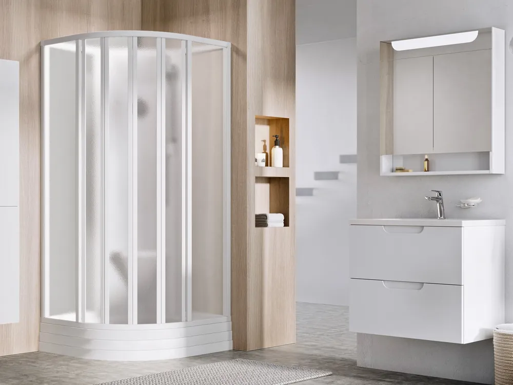 ASBKP6 80x80 sprchový box čtvrtkruhový, rám bílý/sklo Grape (80644112ZG) Aanbieding