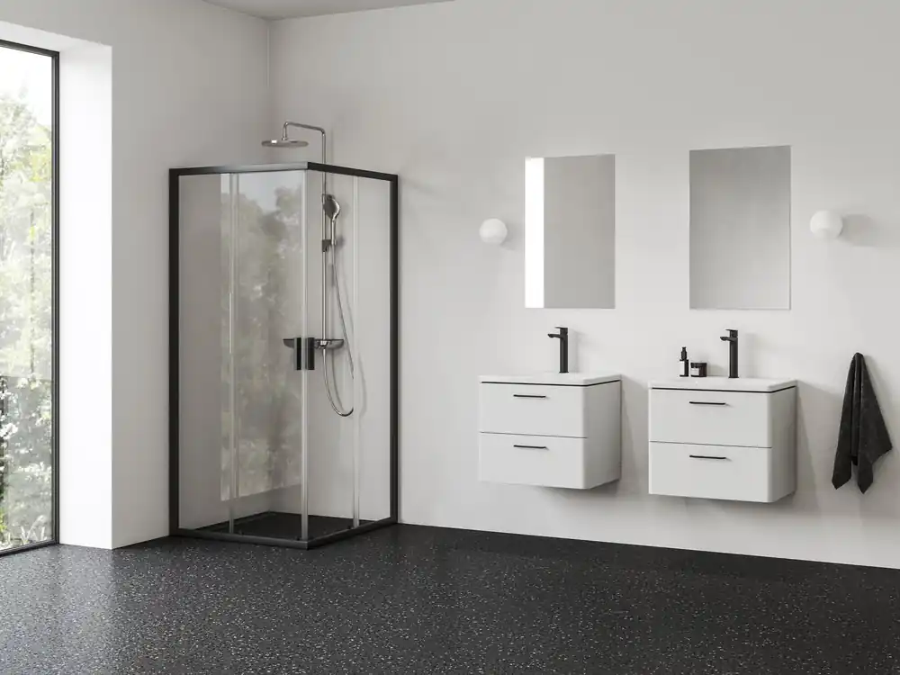 NBLRV2 90x90 sprchový kout, rám černý/sklo transparent (1LM70300Z1) Betrouwbaar