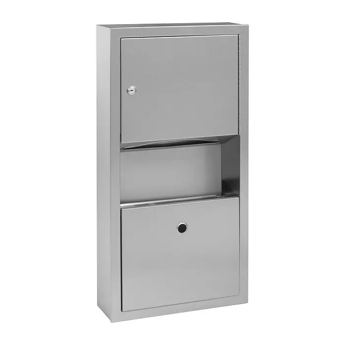Weekendaanbieding SLZN 21 - Kombinace nerezového zásobníku na papírové ručníky a odpadkového koše, montáž na stěnu, povrch matný (95210)