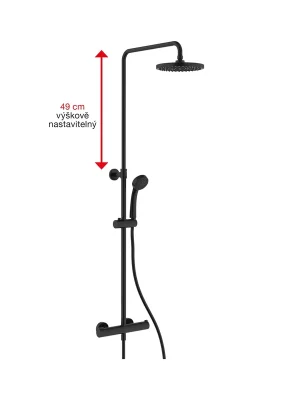 Cubix - sprchový termostatický sloup, výškově nastavitelný, s příslušenstvím, černá matná (H3332I77165311) Lage Kosten