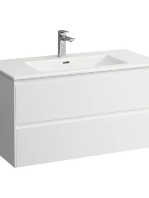 Actieprijs Lani - umyvadlo slim se skříňkou 1000 mm, se 2 zásuvkami, vč. dělícího systému do zásuvek, bílá matná (H8649672601041)