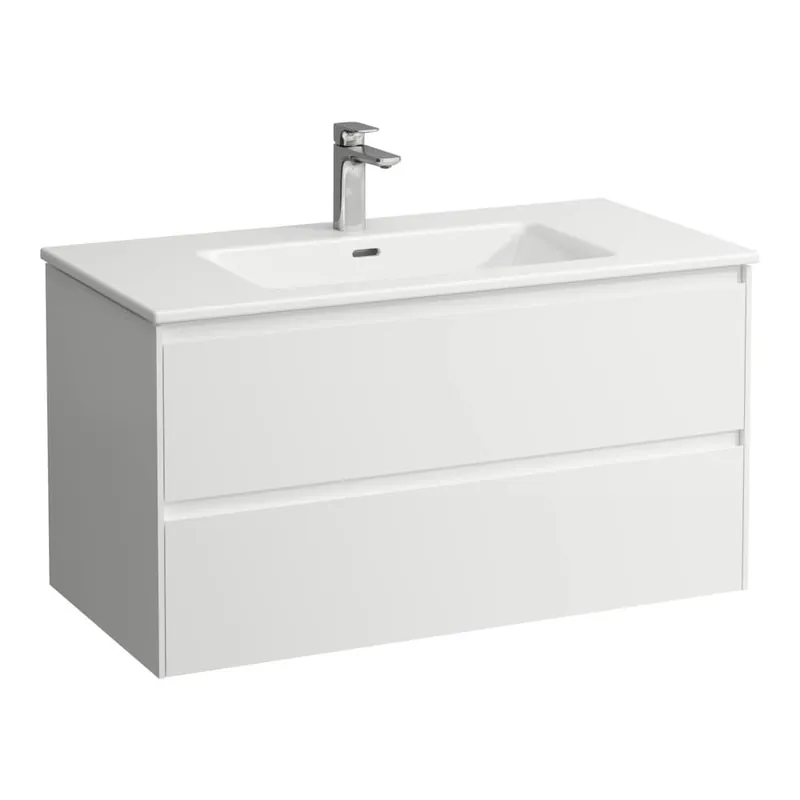 Actieprijs Lani - umyvadlo slim se skříňkou 1000 mm, se 2 zásuvkami, vč. dělícího systému do zásuvek, bílá matná (H8649672601041)