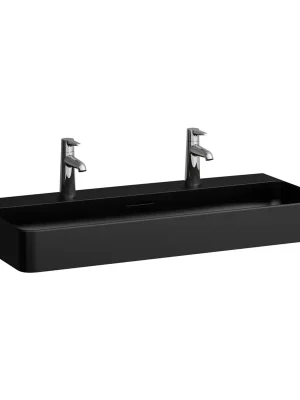 Značkový Val - umyvadlo 120x42, 2 otvory pro baterie, černá matná (H8102897161071)