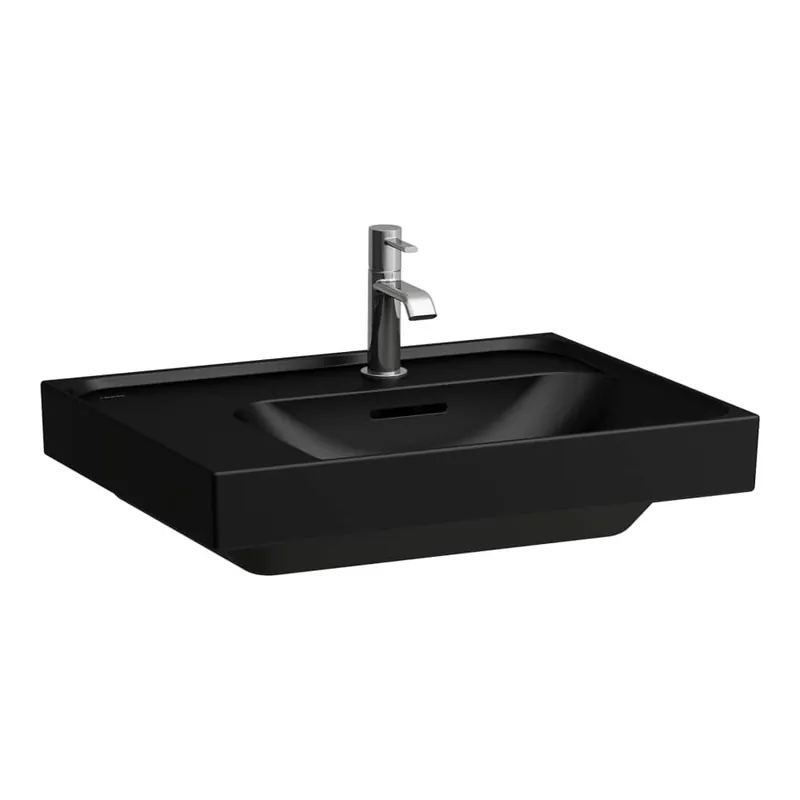 Meda - umyvadlo 60x46, broušená spodní část, s odkládací plochou vlevo, černá matná (H8181127161041) Betrouwbaar