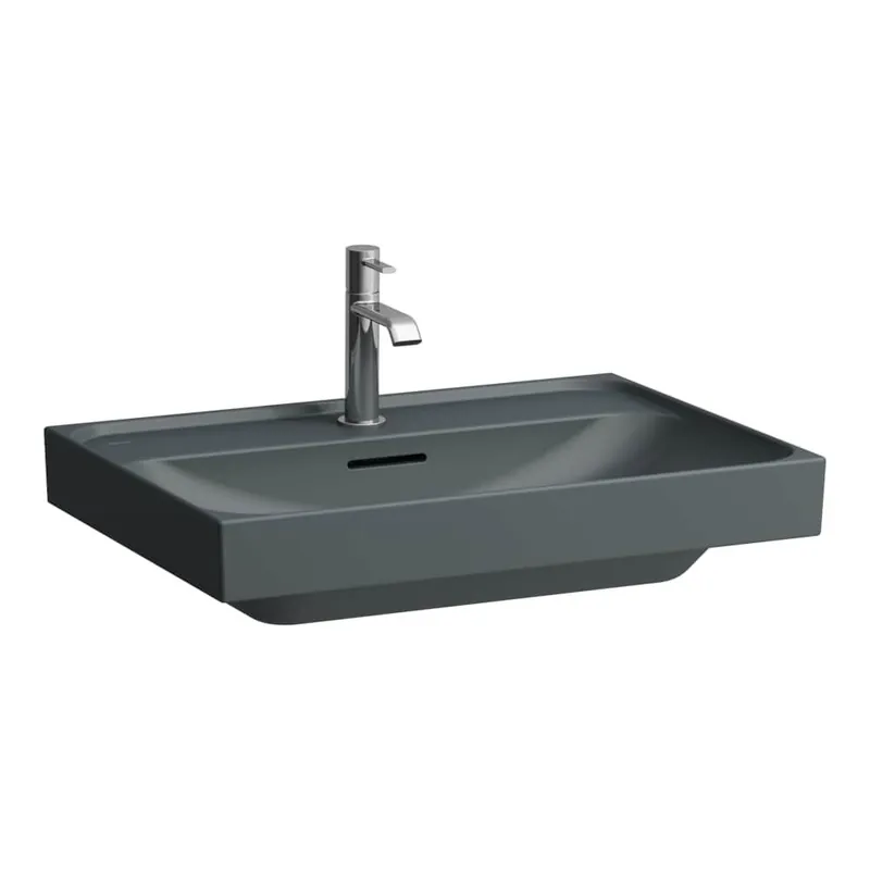 Meda - umyvadlo 65x46, broušená spodní hrana, otvor pro baterii, grafit matná (H8161147581041) Actieprijs
