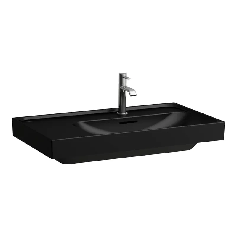 Meda - umyvadlo asymetrické 80x46, odkládací plocha vlevo, otvor pro baterii, černá matná (H8171157161041) Direct Verzonden