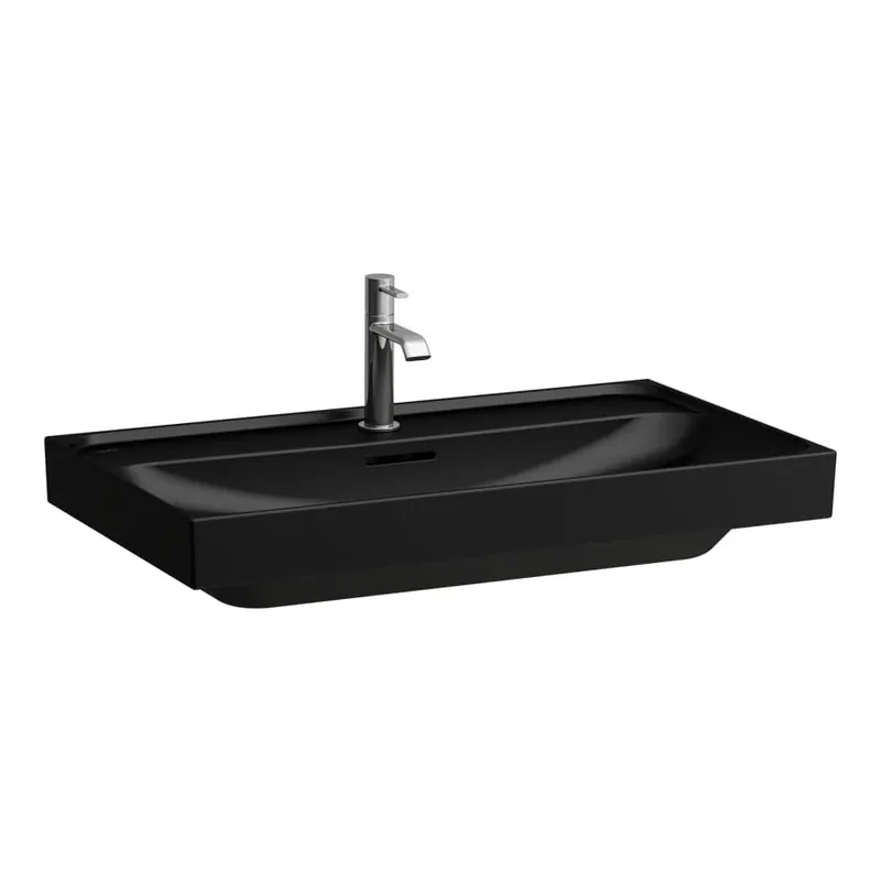 Dagaanbieding Meda - umyvadlo 80x46, broušená spodní hrana, otvor pro baterii, černá matná (H8161177161041)
