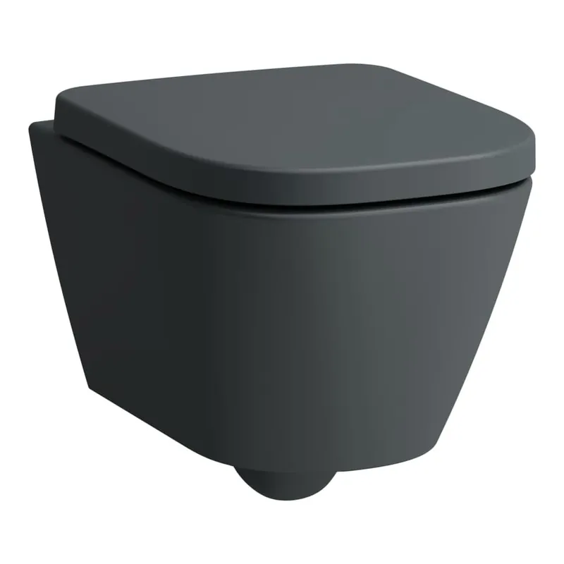 Meda - závěsný klozet, Silent flush, rimless, hluboké splachování, advanced, compact, včetně uchycení Laufen Easyfit 2.0, bez sedátka, grafit matná (H8201137580001) Speciale Aanbieding