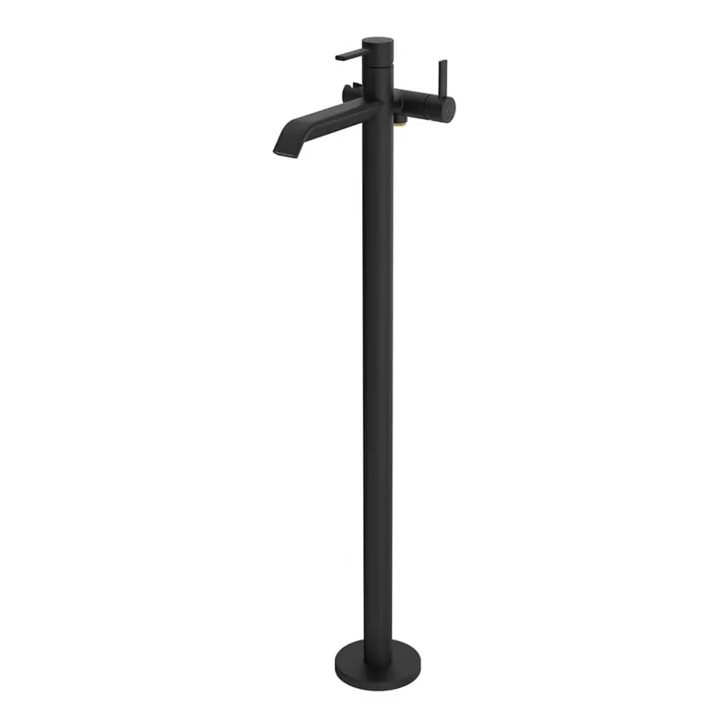 Meda - vanová páková baterie, montáž na podlahu, pevný výtok 200 mm, bez sprchového příslušenství, černá matná (HF506681428040) Meest Verkocht
