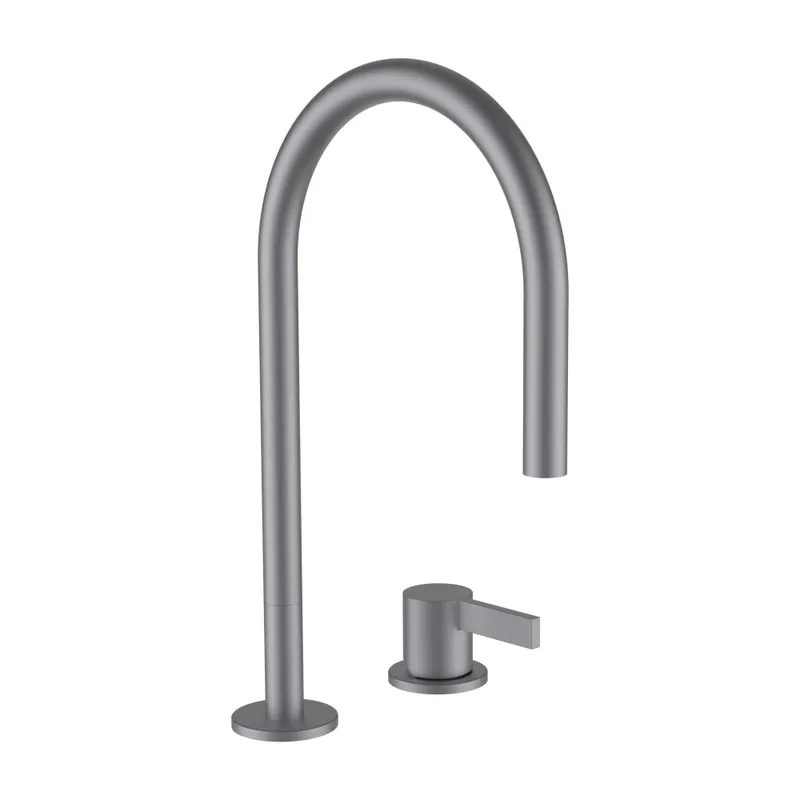 Shop Nu Kartell by Laufen - umyvadlová dvouotvorová páková baterie, bez automatické výpusti, inox kartáčovaná ocel (H3113320902201)