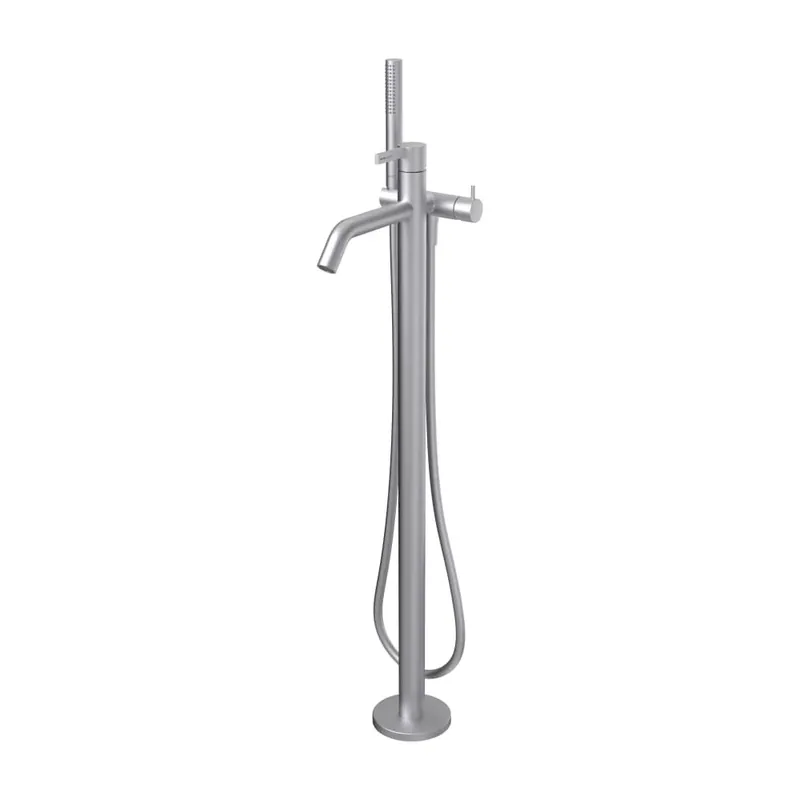Koop Vandaag Kartell by Laufen - vanová páková baterie, montáž na podlahu, pevný výtok 203 mm, včetně hadice a sprchy, inox kartáčovaná ocel (H3213380901211)