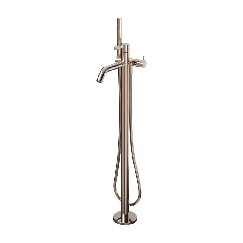 Kartell by Laufen - vanová páková baterie, montáž na podlahu, pevný výtok 203 mm, včetně hadice a sprchy, zlatorůžová (H3213380821211) Flitsaanbieding