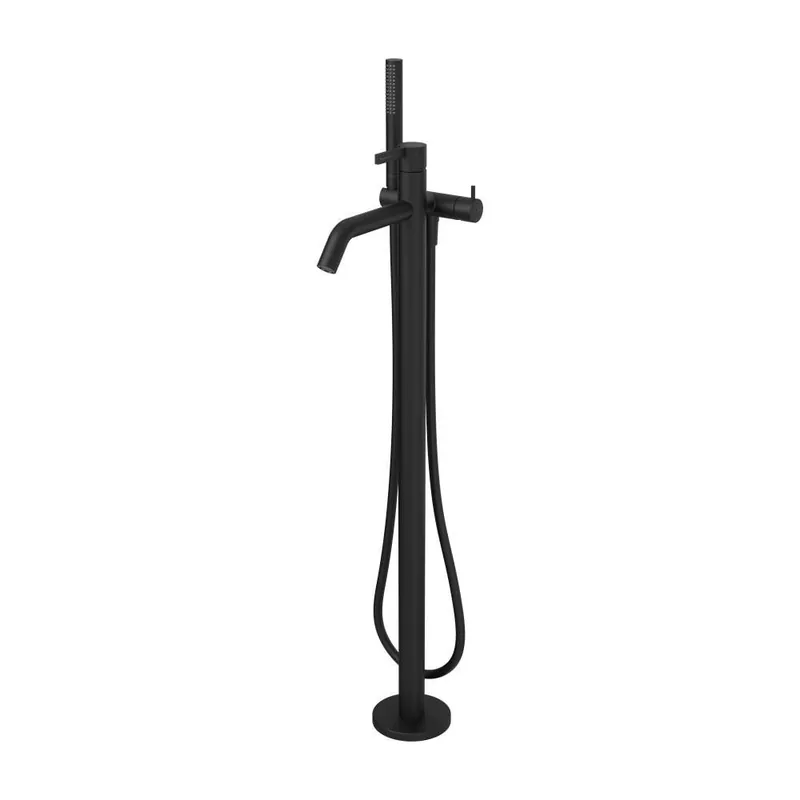 Kartell by Laufen - vanová páková baterie, montáž na podlahu, pevný výtok 203 mm, včetně hadice a sprchy, černá matná (H3213380811211) Koopje