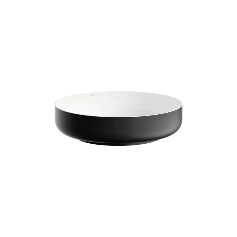 Koopje Sondo - umyvadlová mísa 45x45, bez otvoru pro baterii, bez přepadu, Vitreon Steel černá mat/bílá lesk (H512SO5B991121)