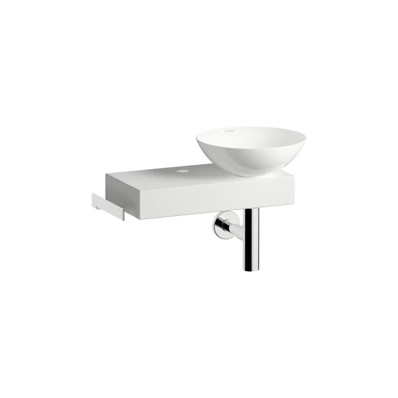 Piccolo Novo - závěsné umyvadlo 55,5x32x40, police vlevo, otvor pro baterii, bez přepadu, Vitreon Steel bílá (H561PN30001111) Populair