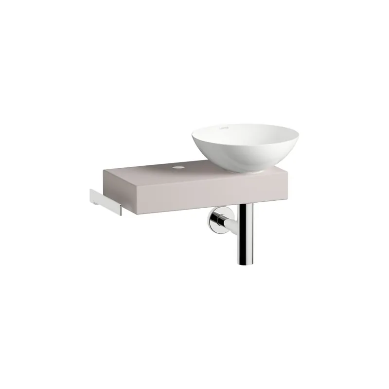 Piccolo Novo - závěsné umyvadlo 55,5x32x40, police vlevo, otvor pro baterii, bez přepadu, Vitreon Steel Oyster mat (H561PN37081111) Gecertificeerd
