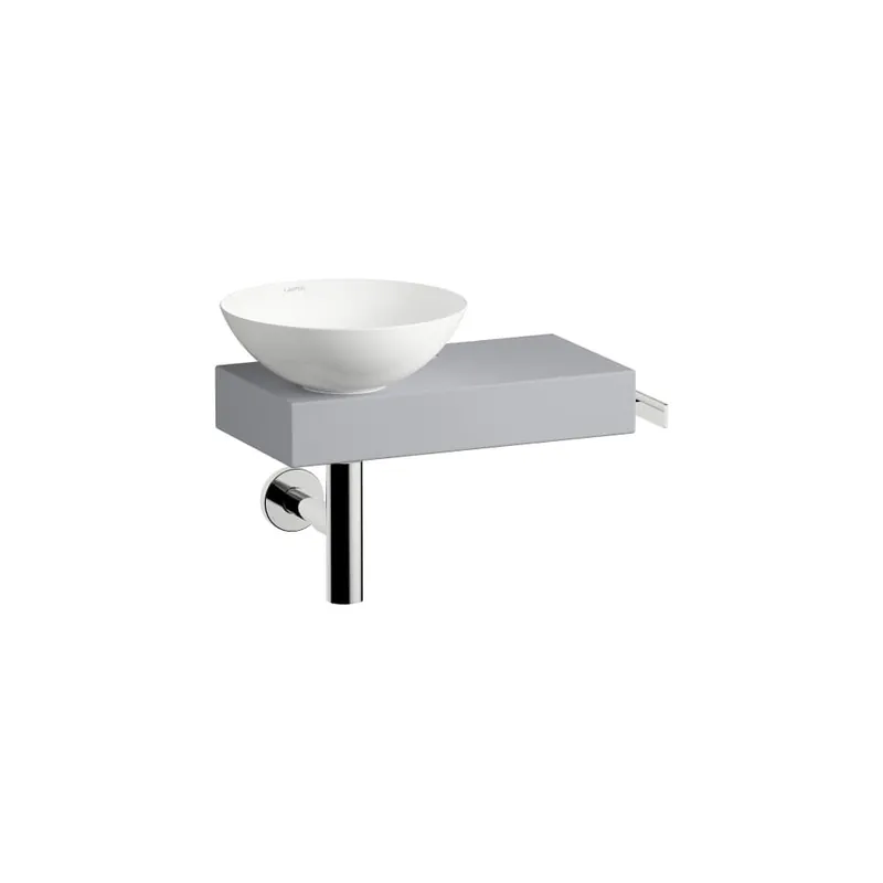 Populair Piccolo Novo - závěsné umyvadlo 55,5x32x40, police vpravo, otvor pro baterii, bez přepadu, Vitreon Steel Nordic mat (H561PN47101111)