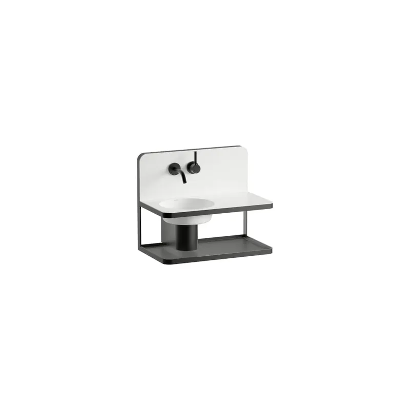 Steel19 - závěsné umyvadlo 60x36, police vpravo, bez přepadu, Vitreon Steel bílá (H580ST20001121) Speciale Aanbieding