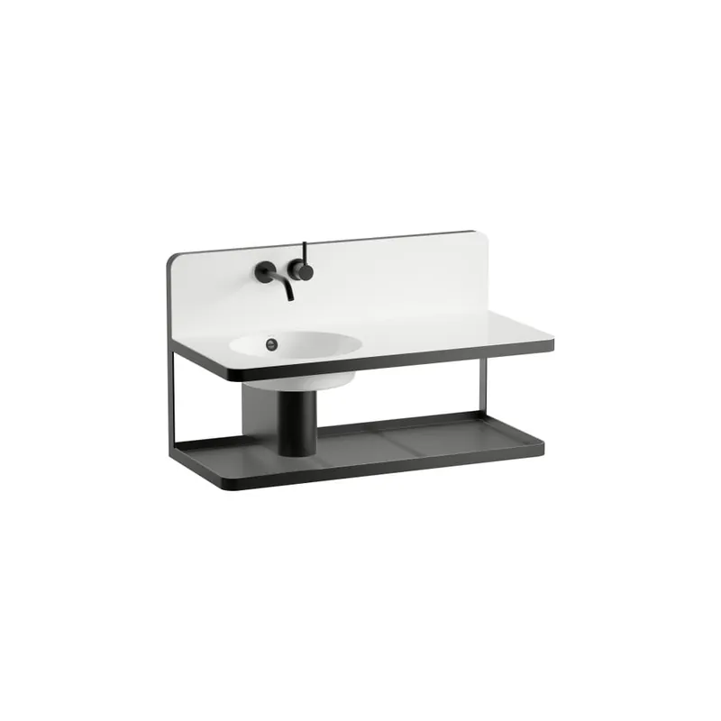 Steel19 - závěsné umyvadlo 100x49, police vpravo, s přepadem, Vitreon Steel bílá (H580ST60001091) Beperkt Aanbod
