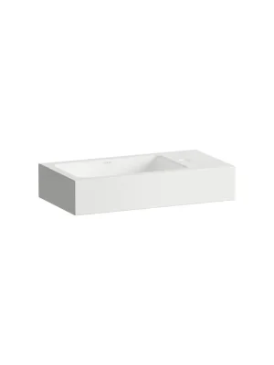 Xplore.S - závěsné umyvadlo 50x26,8 polička vpravo, otvor pro baterii, bez přepadu, Vitreon Steel bílá (H515XS40001111) Gecertificeerd