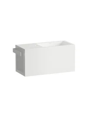 Xplore.S - závěsné umyvadlo 60x26,8 polička vlevo, otvor pro baterii, bez přepadu, Vitreon Steel bílá (H585XS30001111) Rechtstreeks Van De Fabrikant