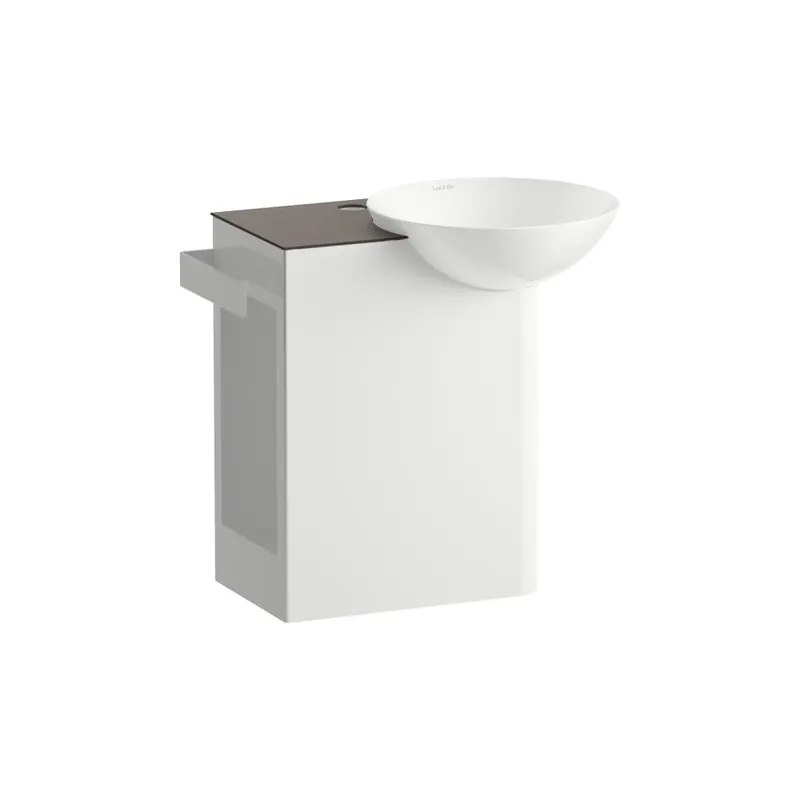 Gereduceerde Prijs Insert - závěsné umyvadlo 48,5x31,7 polička vlevo, otvor pro baterii, bez přepadu, Vitreon Steel antracitově hnědá (H585IN37111111)