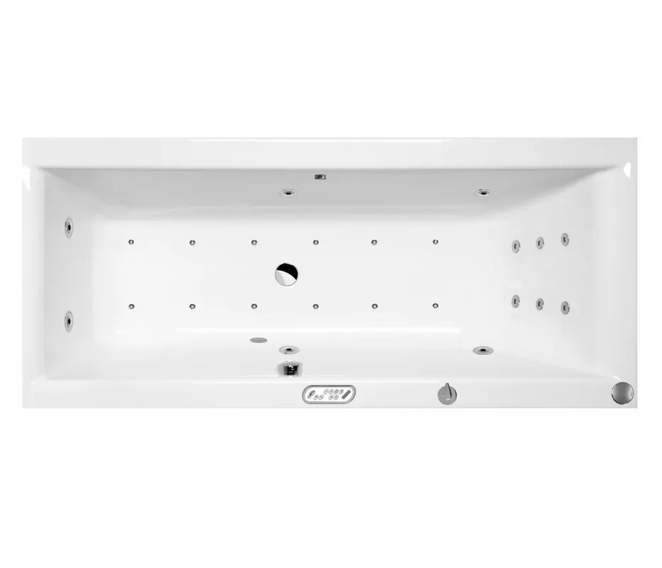 Masážní vana Cleo Slim 180x80x48 cm, systém Hydro + Perlička s Digi ovládáním, s automatickým proplachem (95611SVY3) Rechtstreeks Van De Fabrikant