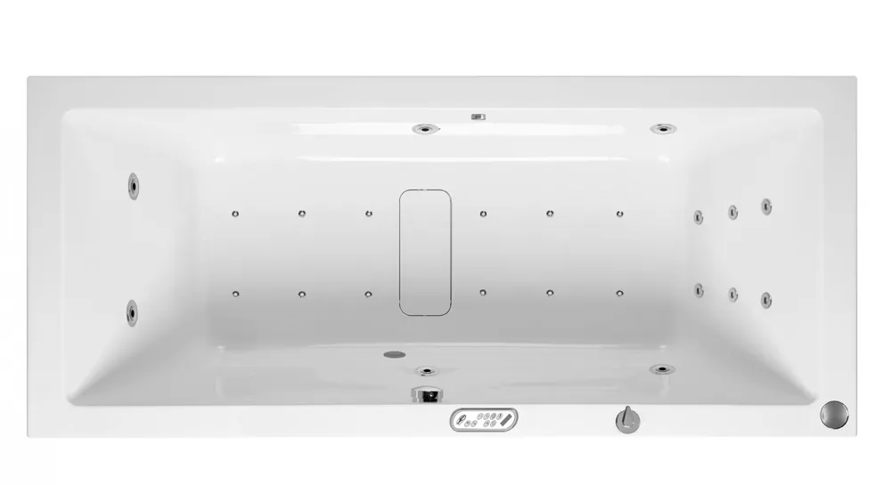 Masážní vana Marlen Slim 180x80x48 cm, systém Hydro + Perlička s Digi ovládáním, s automatickým proplachem (72034SVY3) Snelle Levering