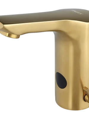 SLU 76GXB Automatická stojánková baterie s regulací, úzký výtok, dvě vody, gold matt, 6 V (13769) Sezónní Sleva