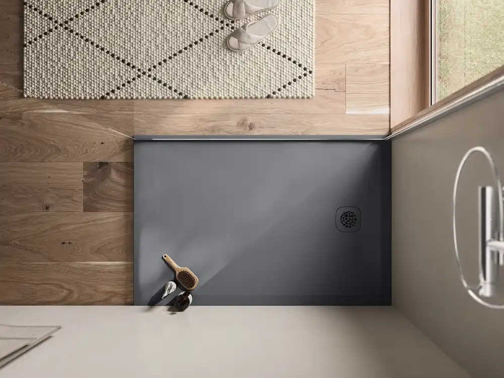 Aanbieding Air antracitově šedá - obdélníková sprchová vanička 100x90, Mineralite (W37AS10009017)
