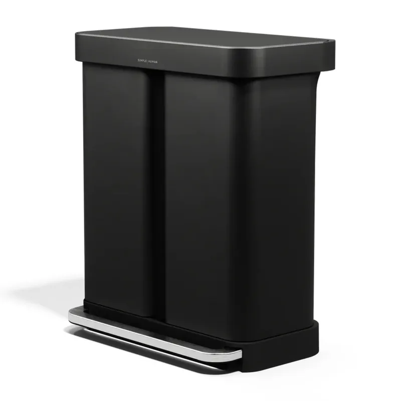 Pedálový odpadkový koš Simplehuman na tříděný odpad – 58l (34/24), matná černá ocel (CW2117) Dagaanbieding