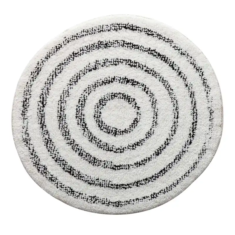 Spirella kulatá koupelnová předložka SATURN, černo-bílá, mikrovlákno, průměr 60 cm (40.07644) Flitsaanbieding