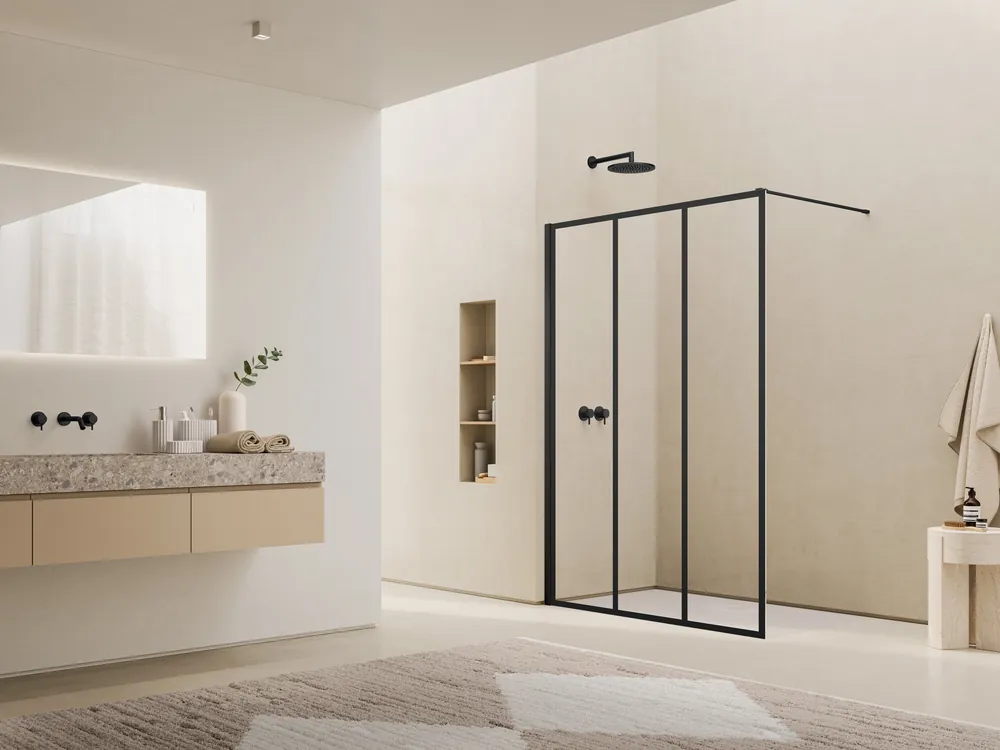 Aanbieding D40 Loft 72 - pevná stěna samostatná s vyrovnávacím profilem 90 cm, profil černý (D400900672)
