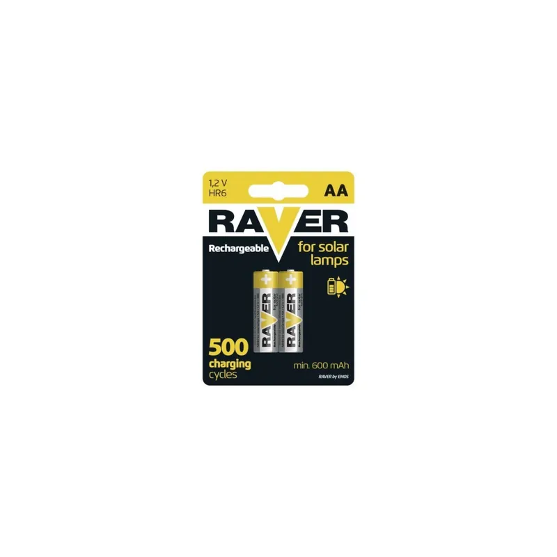 Nabíjecí baterie do solárních lamp RAVER SOLAR AA (HR6) 600 mAh, 2 ks Nieuw