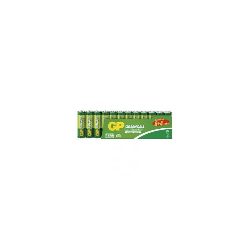 Zinková baterie GP Greencell AA (R6), 8+4 ks Cenově Výhodný