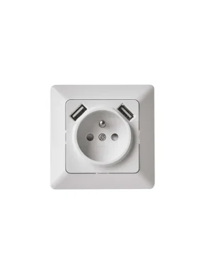 Zásuvka s USB 2,1A max., bílá Značkový