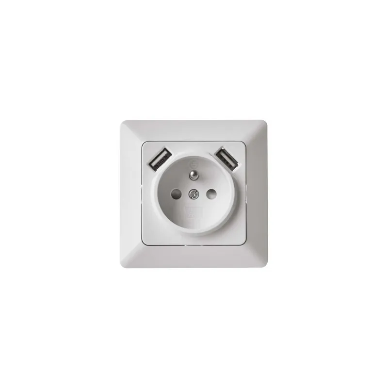 Zásuvka s USB 2,1A max., bílá Značkový