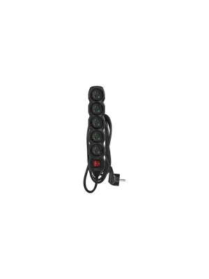 Cenově Výhodný Prodlužovací kabel 3 m / 5 zásuvek / s vypínačem / černý / PVC / 1 mm2